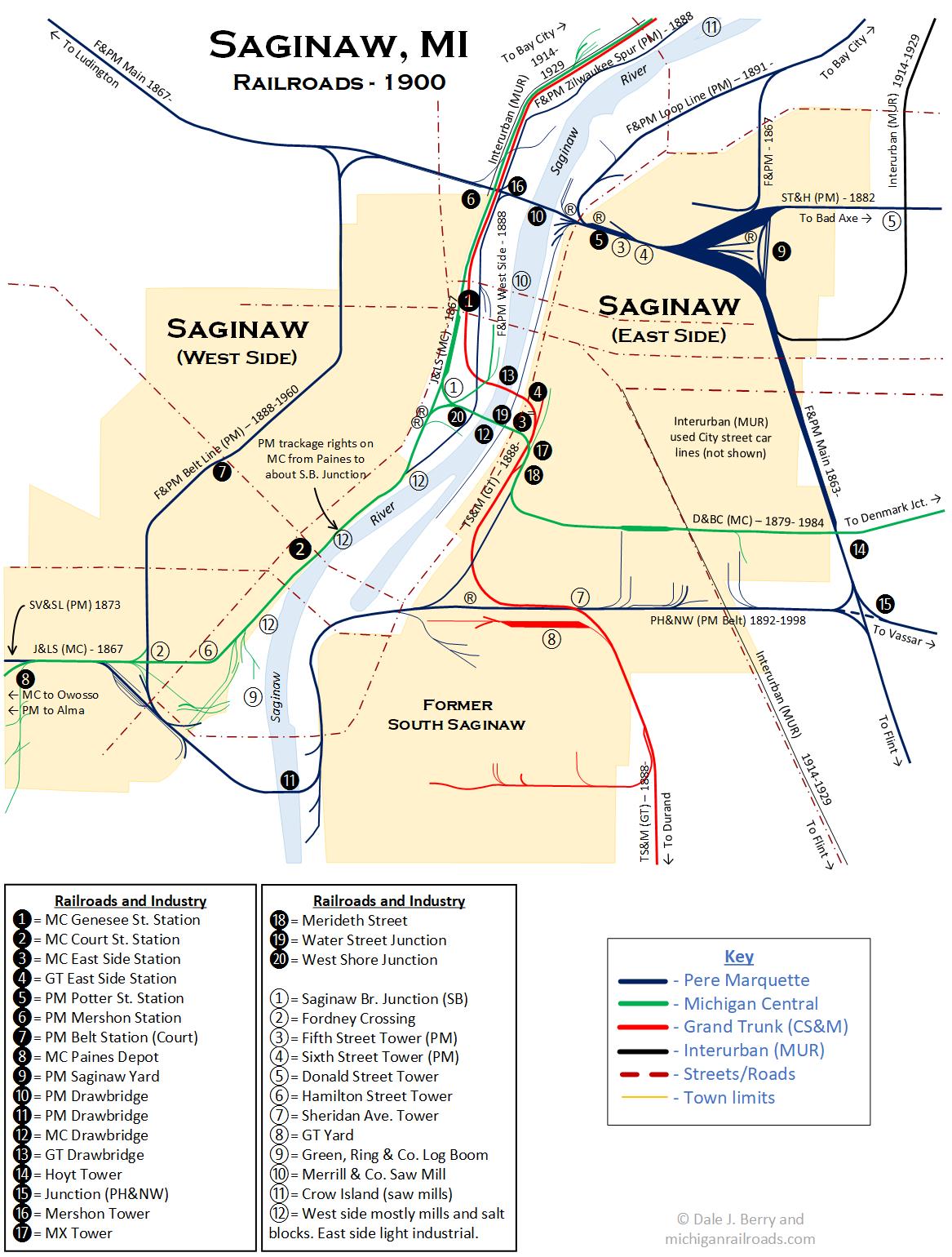 Sagenaw Area Railroad Map