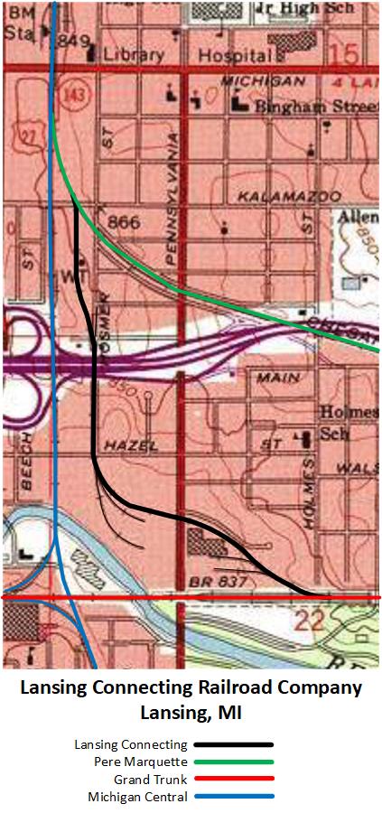 Lansing Connecting Railroad Map